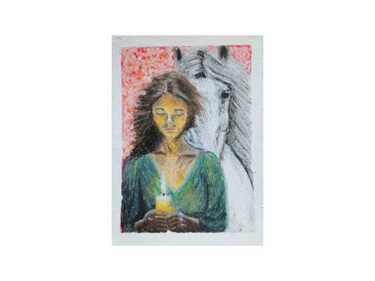 Original tegning "Støttet" 24x32 cm