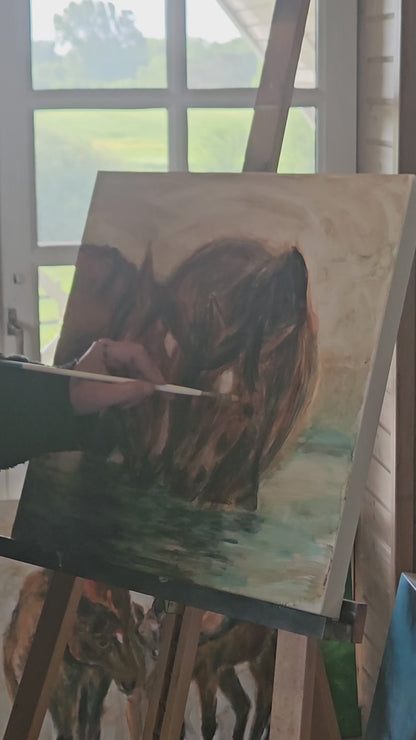 Originalt maleri "I Samme Strøm" 50x50 cm